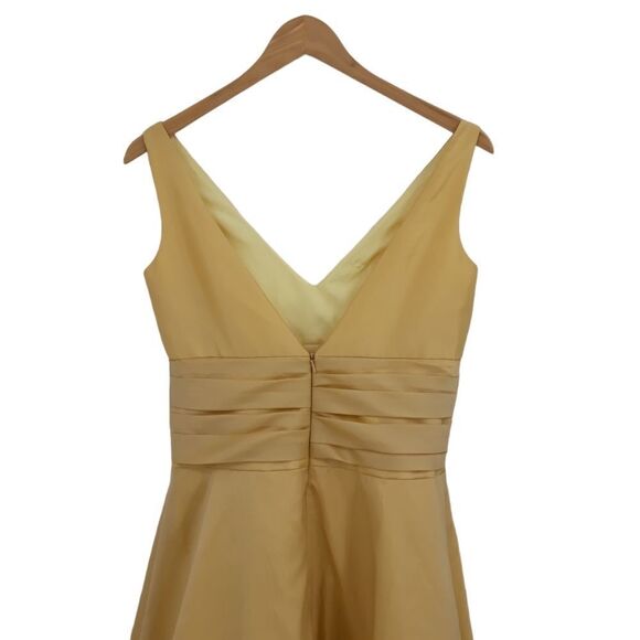 B2 Bridesmaid Dress Retro 60's Fit & Flare Ruched Waist Bubble Hem Midi Yellow - Picture 6 of 10